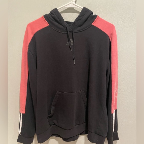 Adidas Women’s Black Pink Stripe Hoodie Size Medium - Picture 3 of 10